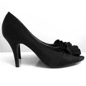 black peep toes with ruffle